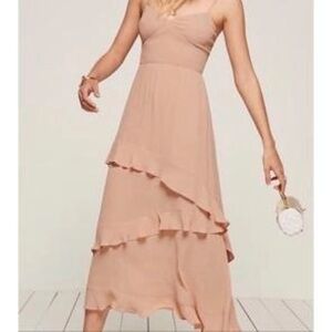 Reformation, size 6, nude/blush, midi dress.